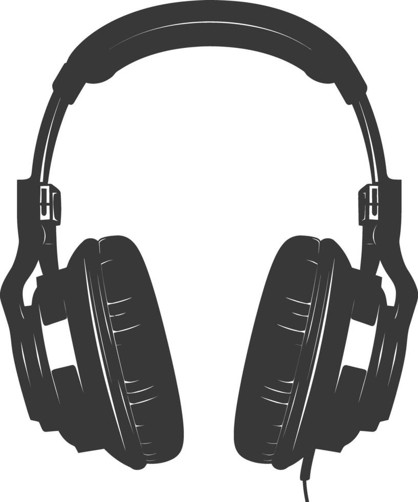 AI generated Silhouette headset black color only vector