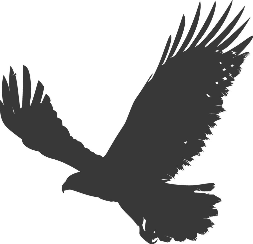 AI generated Silhouette hawk animal fly black color only full body vector