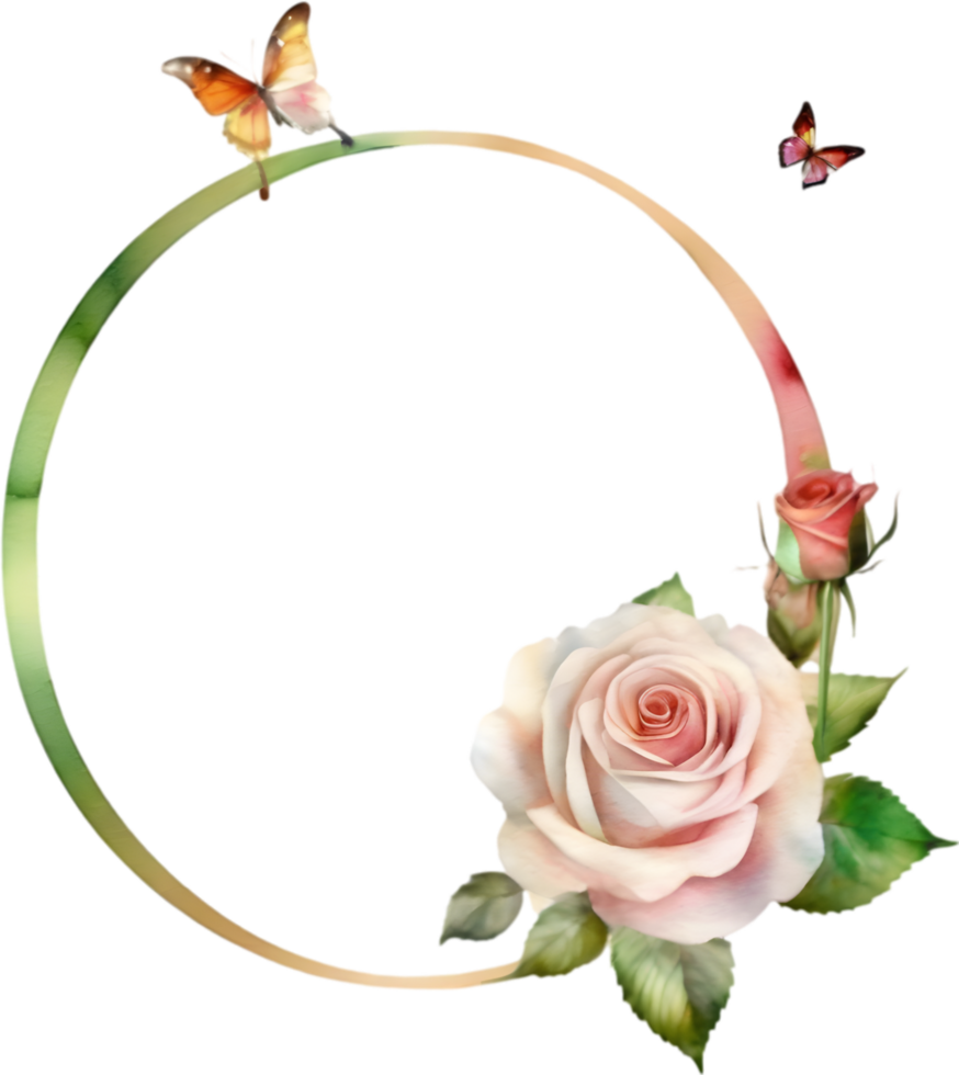 AI generated Watercolor of rose floral frame. png