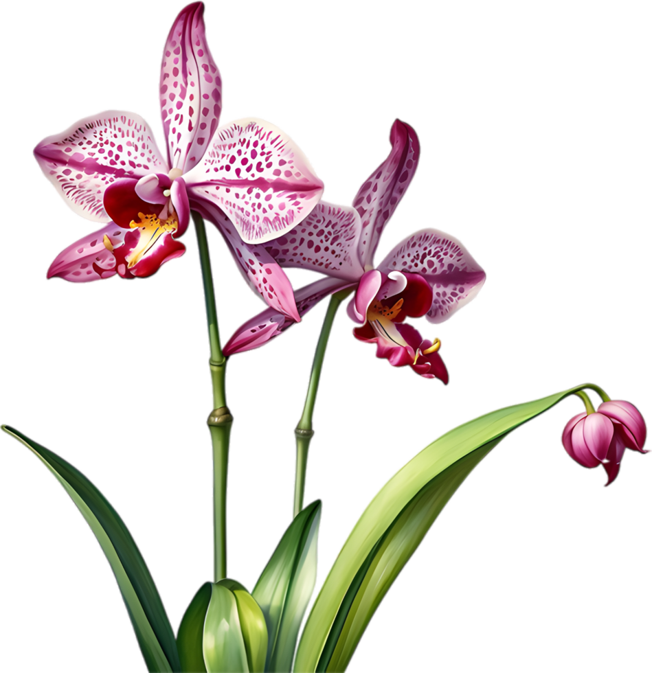 AI generated Watercolor painting of Leopard Orchid flower. png