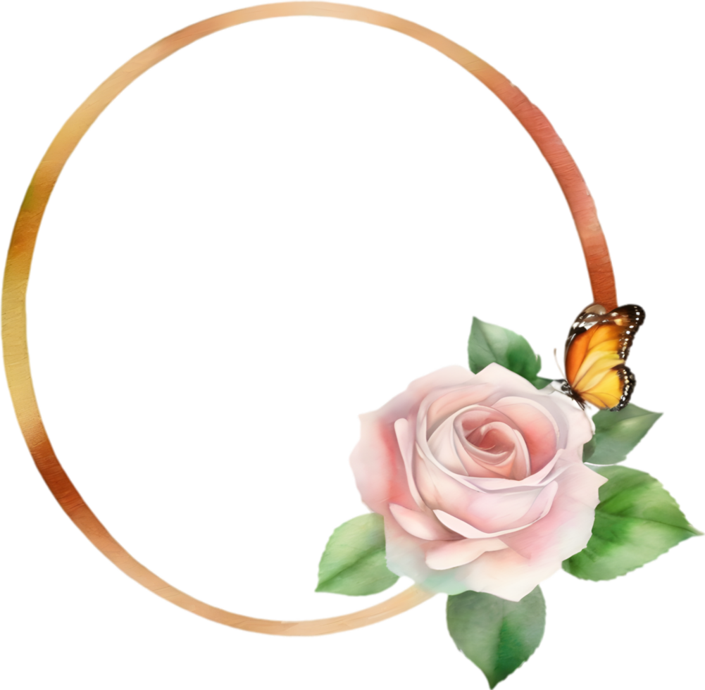 AI generated Watercolor of rose floral frame. 42376826 PNG