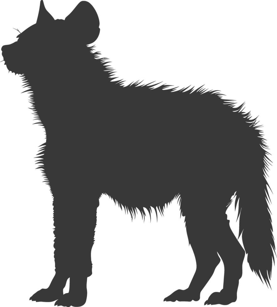 AI generated Silhouette hyena animal black color only full body vector