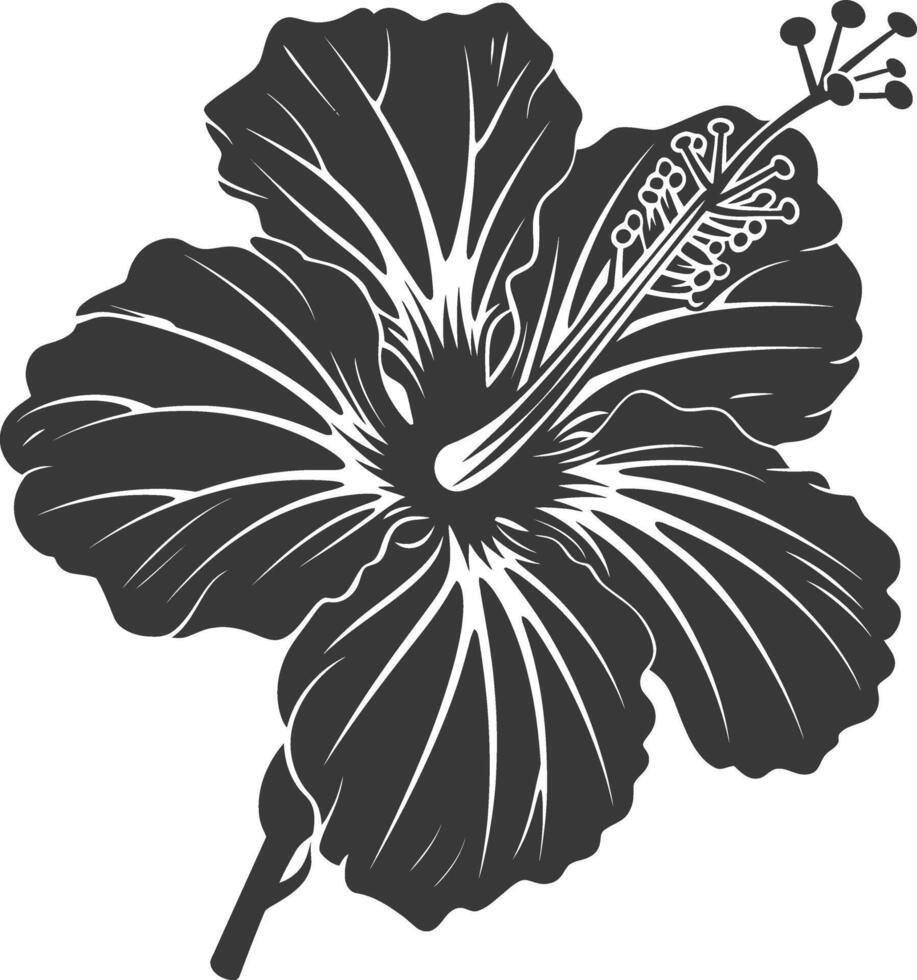 AI generated Silhouette hibiscus flower black color only vector
