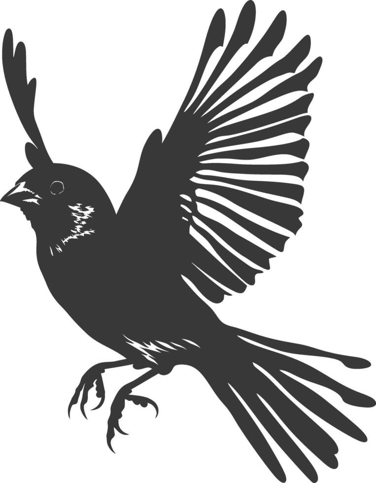 AI generated Silhouette House sparrow bird animal fly black color only vector