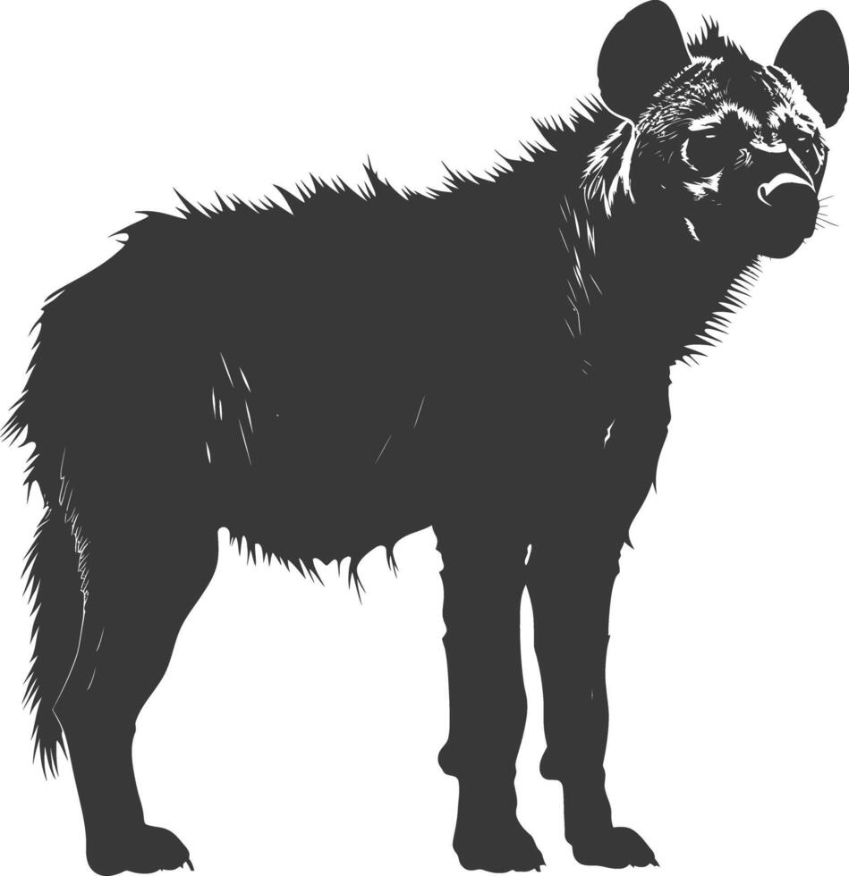 AI generated Silhouette hyena animal black color only full body vector
