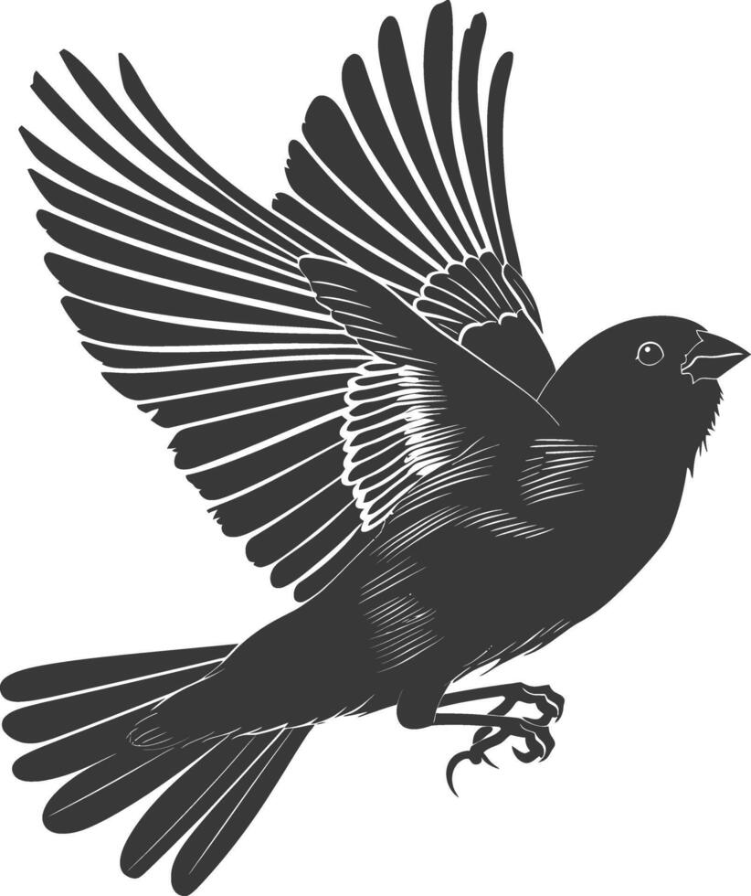 AI generated Silhouette House sparrow bird animal fly black color only vector