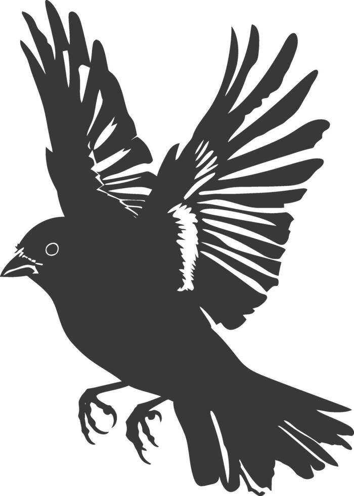 AI generated Silhouette House sparrow bird animal fly black color only vector