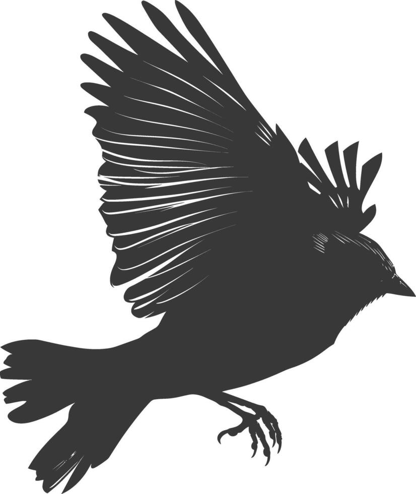AI generated Silhouette House sparrow bird animal fly black color only vector