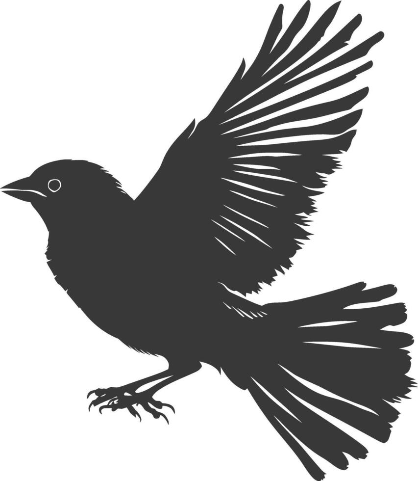 AI generated Silhouette House sparrow bird animal fly black color only vector