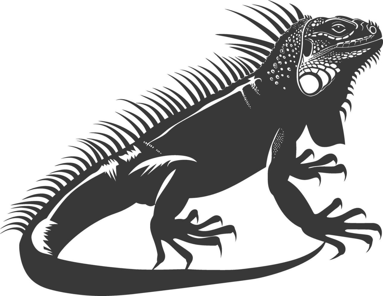 ai generado silueta iguana animal negro color solamente lleno cuerpo vector