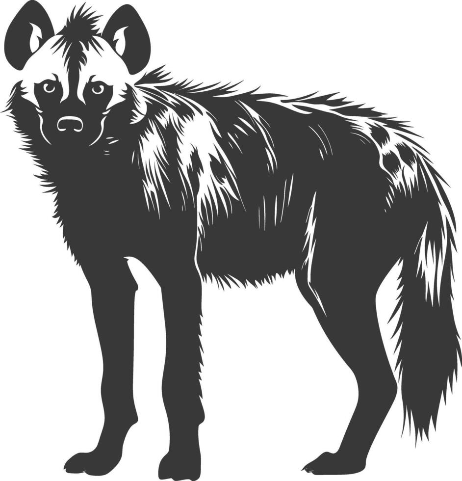 AI generated Silhouette hyena animal black color only full body vector