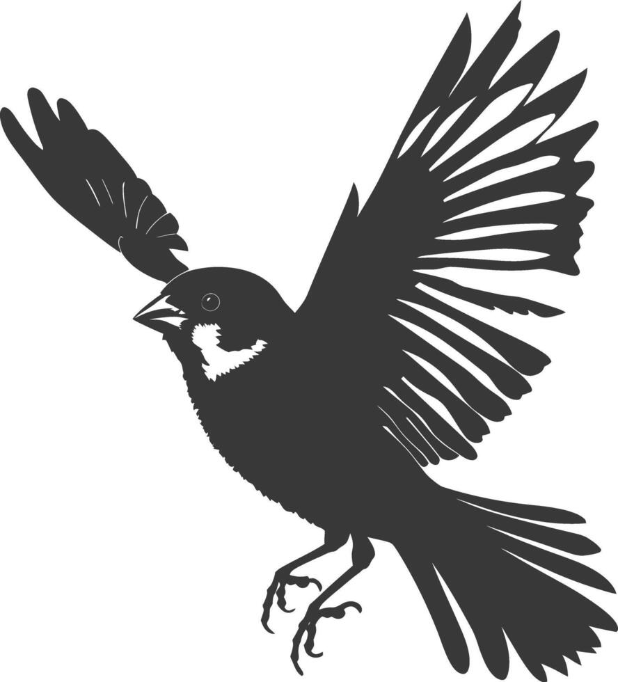 AI generated Silhouette House sparrow bird animal fly black color only vector