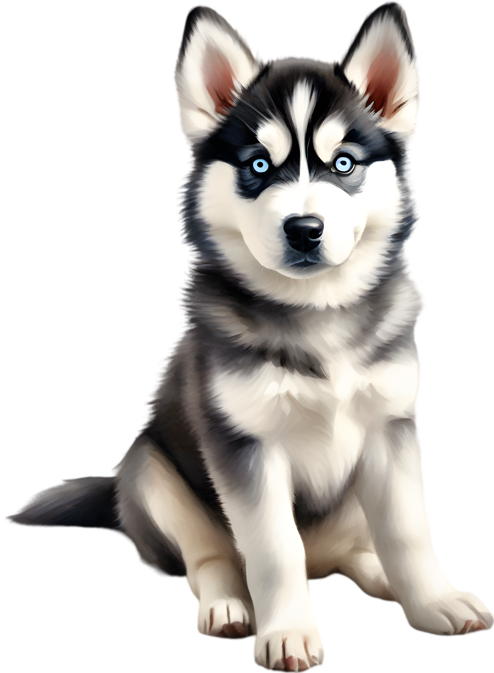 AI generated Watercolor painting of a cute Siberian Husky dog. png
