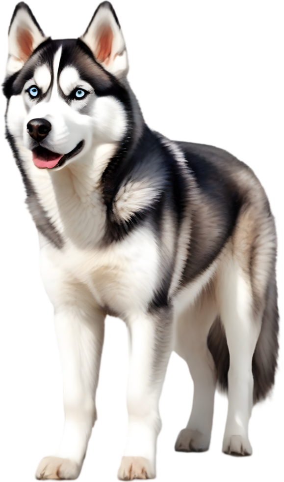 AI generated Watercolor painting of a cute Siberian Husky dog. png