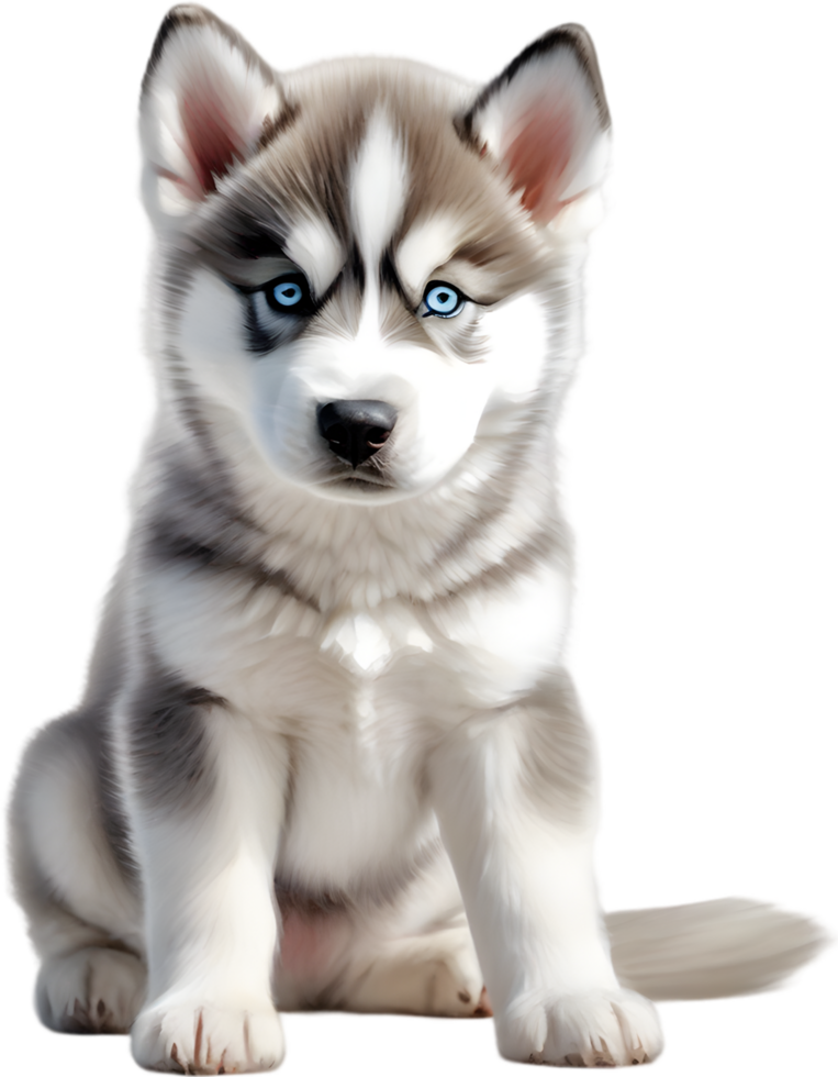 AI generated Watercolor painting of a cute Siberian Husky dog. png