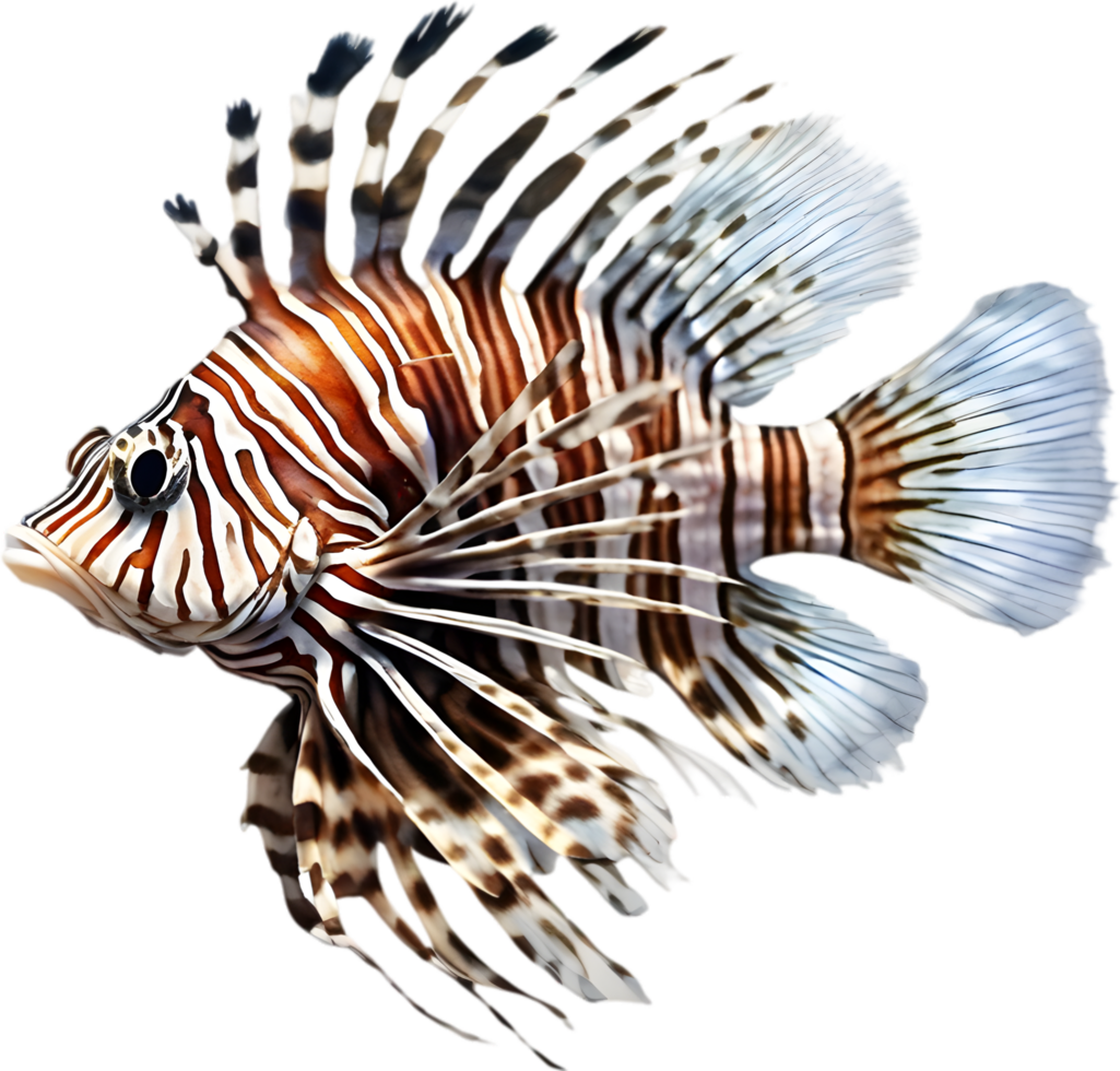 AI generated Watercolor painting of a cute lionfish. png