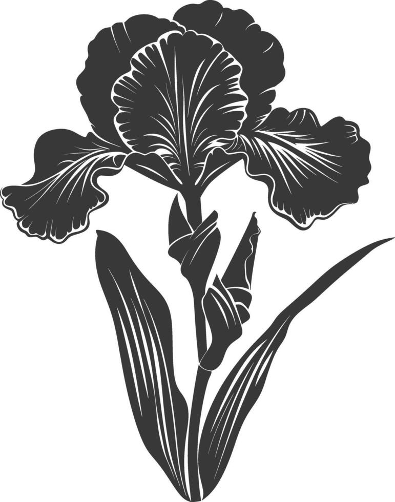 ai generado silueta iris flor negro color solamente vector