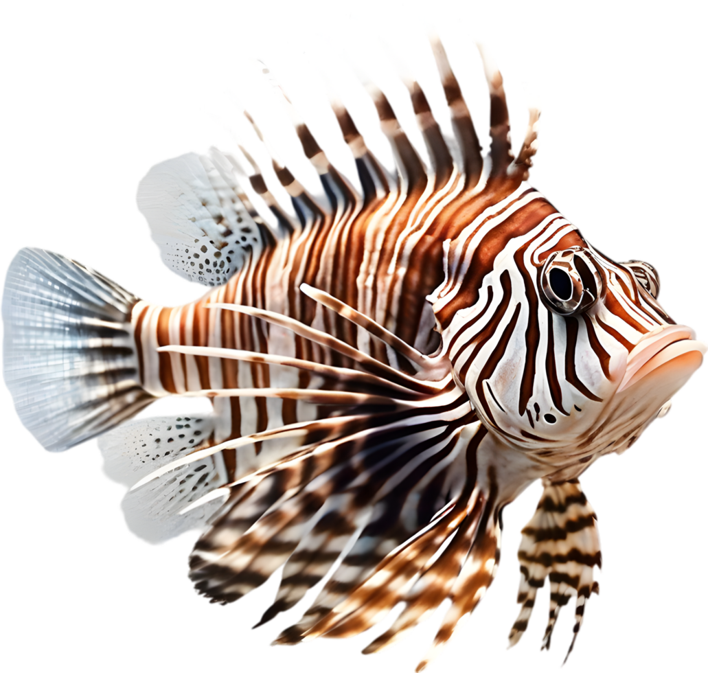 AI generated Watercolor painting of a cute lionfish. png