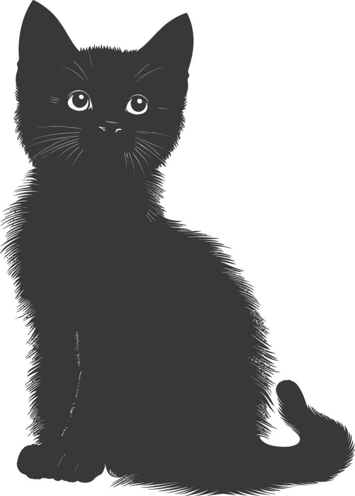 ai generado silueta gatito linda animal negro color solamente lleno cuerpo vector