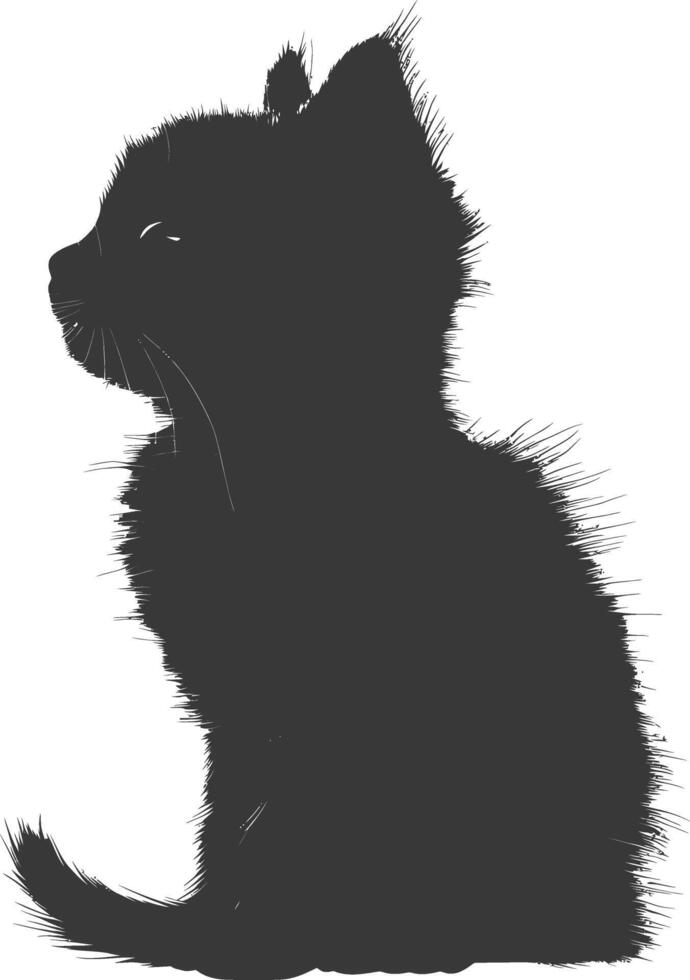 AI generated Silhouette kitten cute animal black color only full body vector