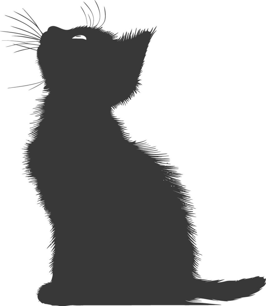 AI generated Silhouette kitten cute animal black color only full body vector