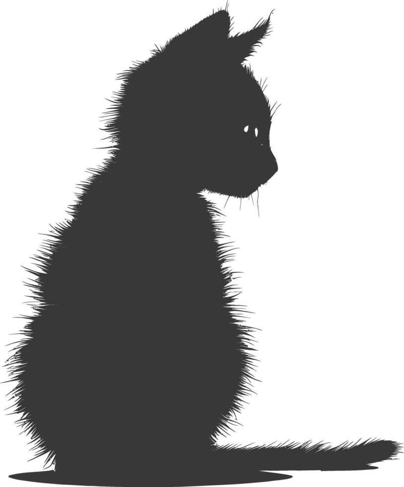 AI generated Silhouette kitten cute animal black color only full body vector