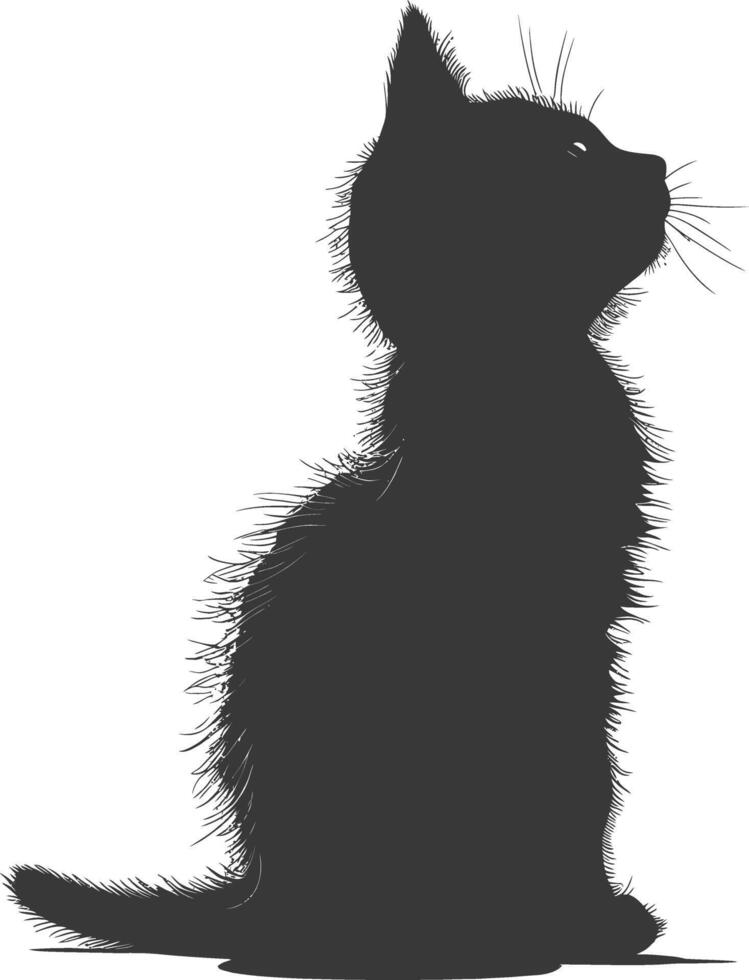 AI generated Silhouette kitten cute animal black color only full body vector