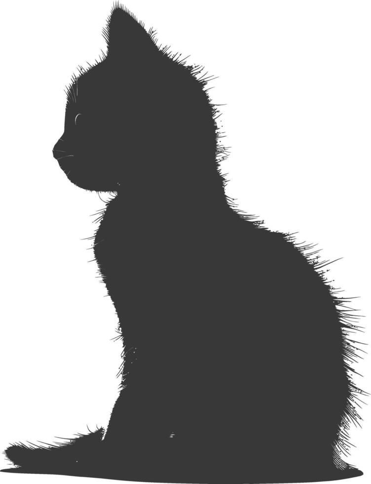 AI generated Silhouette kitten cute animal black color only full body vector