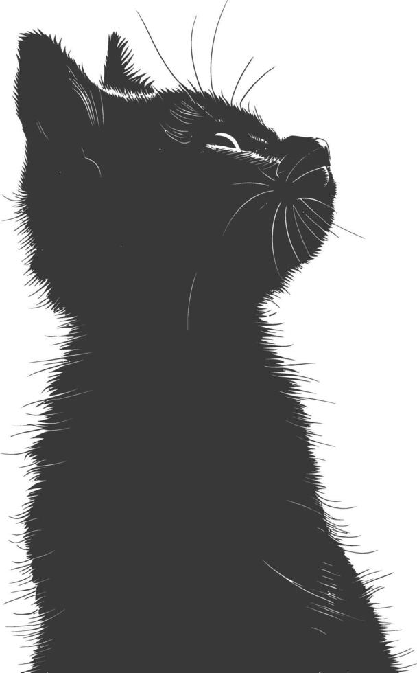 AI generated Silhouette kitten cute animal black color only full body vector