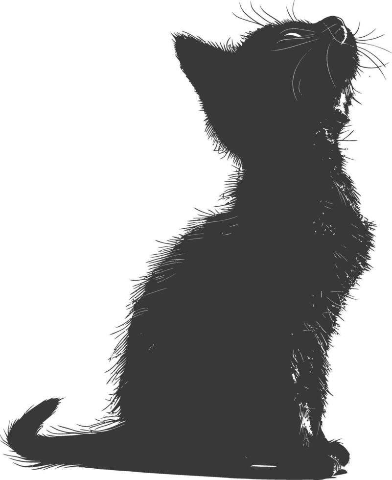 AI generated Silhouette kitten cute animal black color only full body vector