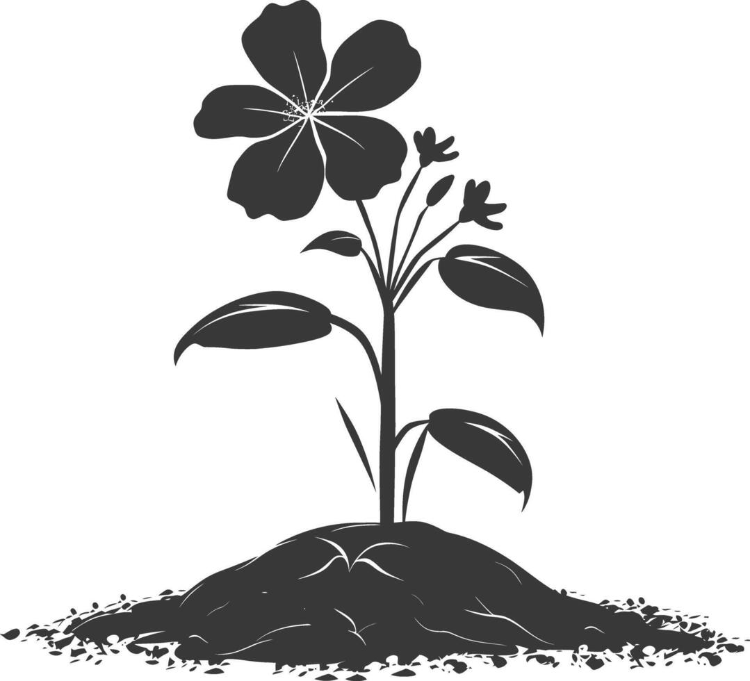 AI generated Silhouette jasmin flower in the ground black color only vector