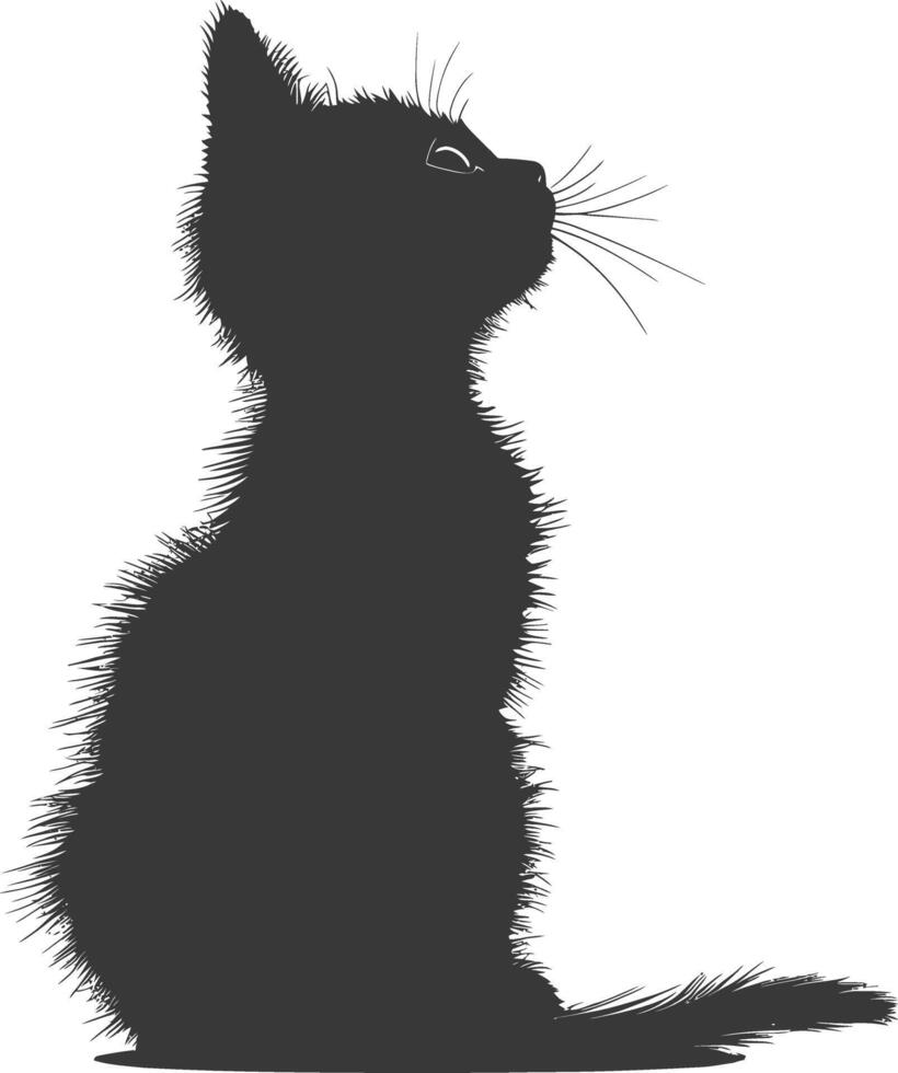 ai generado silueta gatito linda animal negro color solamente lleno cuerpo vector