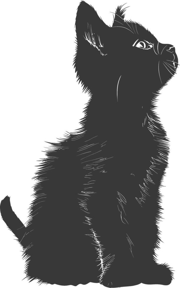 ai generado silueta gatito linda animal negro color solamente lleno cuerpo vector