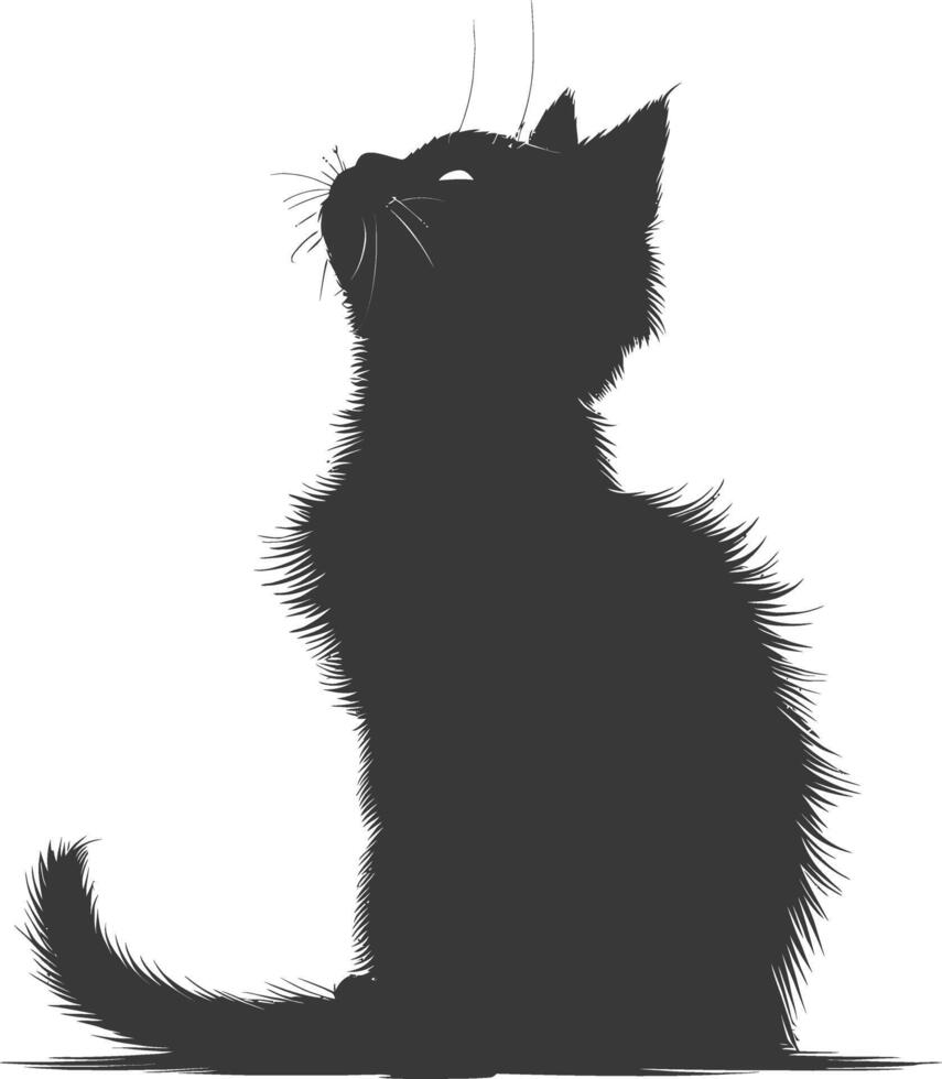 AI generated Silhouette kitten cute animal black color only full body vector