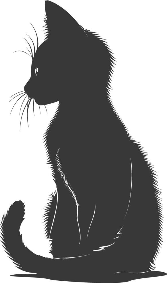 ai generado silueta gatito linda animal negro color solamente lleno cuerpo vector