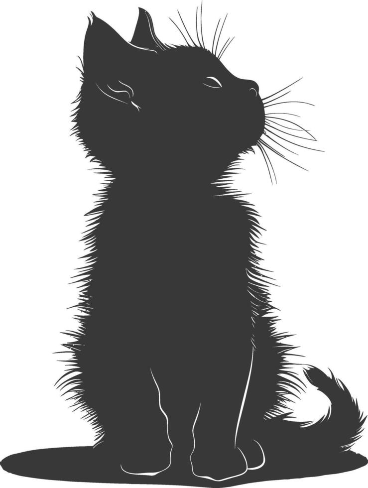 AI generated Silhouette kitten cute animal black color only full body vector