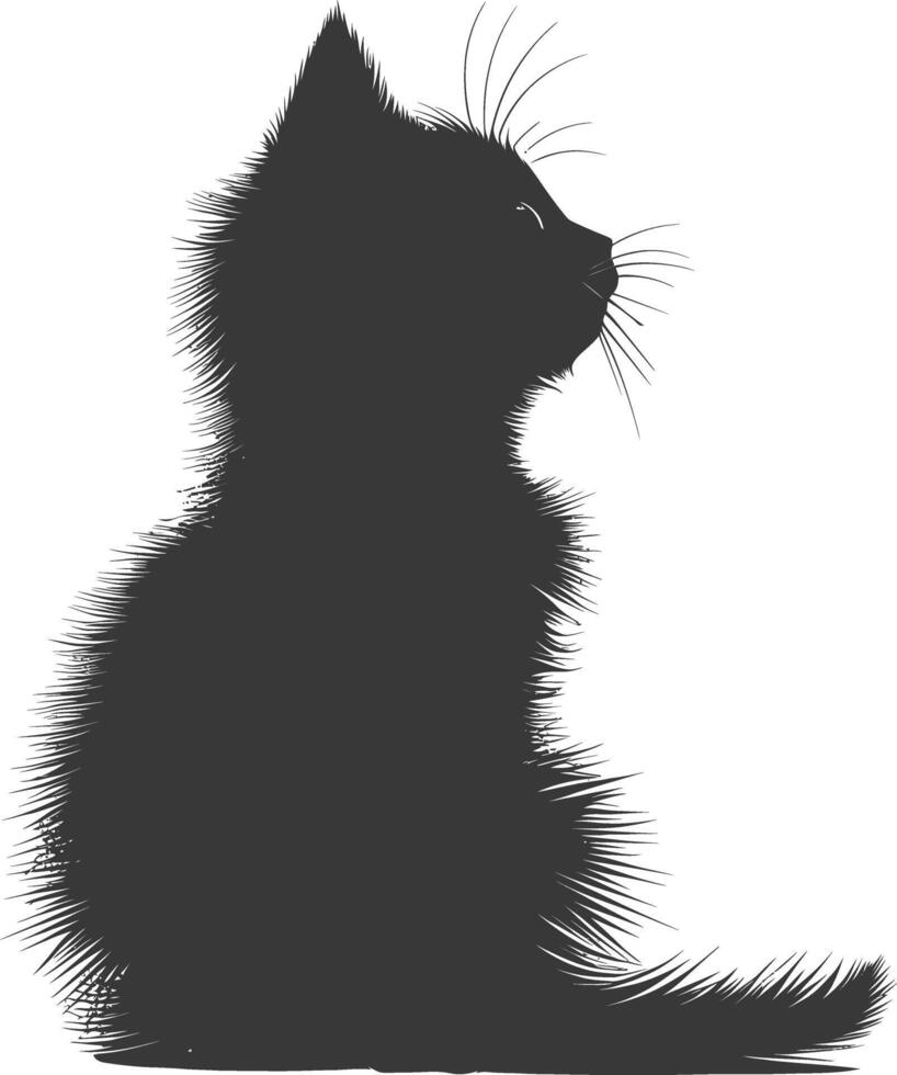 ai generado silueta gatito linda animal negro color solamente lleno cuerpo vector