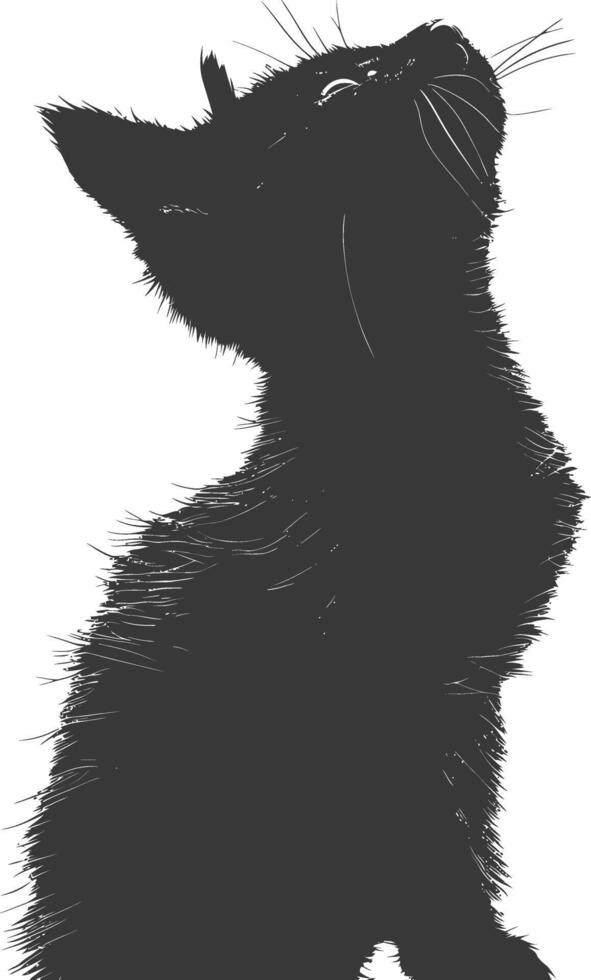 AI generated Silhouette kitten cute animal black color only full body vector