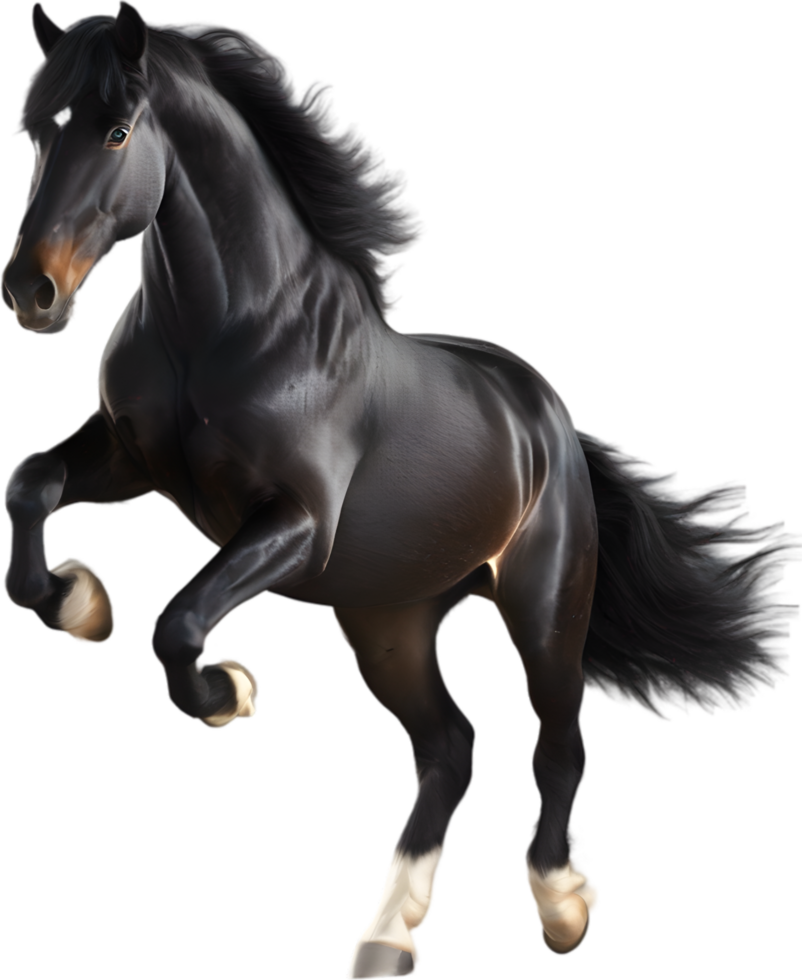 AI generated Watercolor painting of a cute Friesian Horse. png