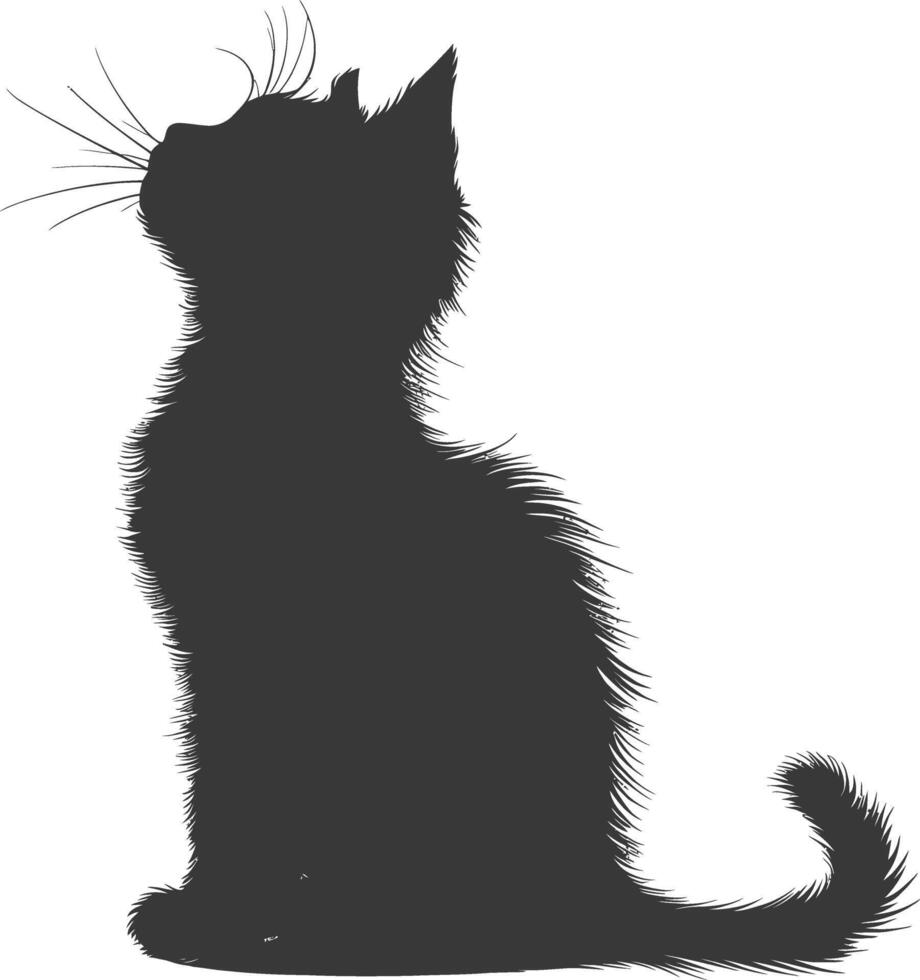 AI generated Silhouette kitten cute animal black color only full body vector