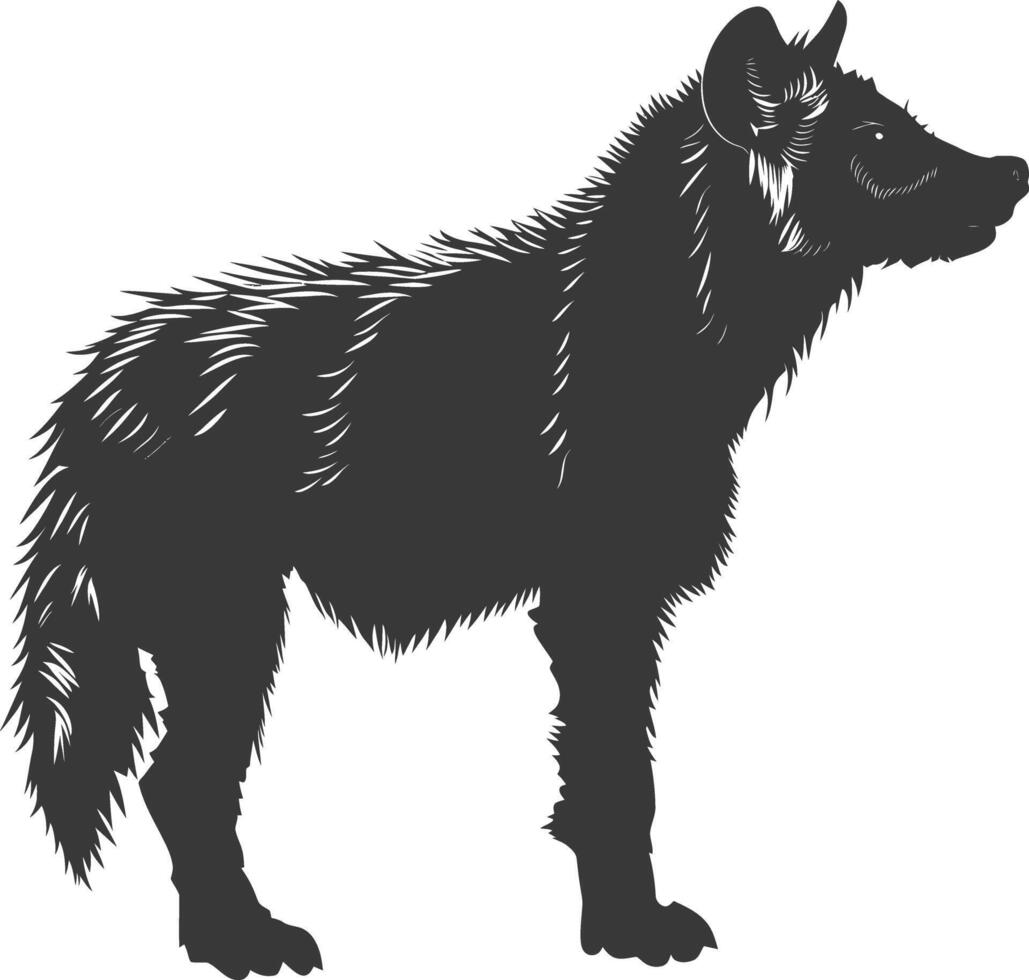 AI generated Silhouette hyena animal black color only full body vector