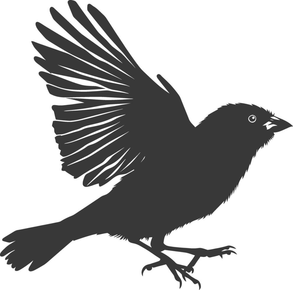 AI generated Silhouette House sparrow bird animal fly black color only vector