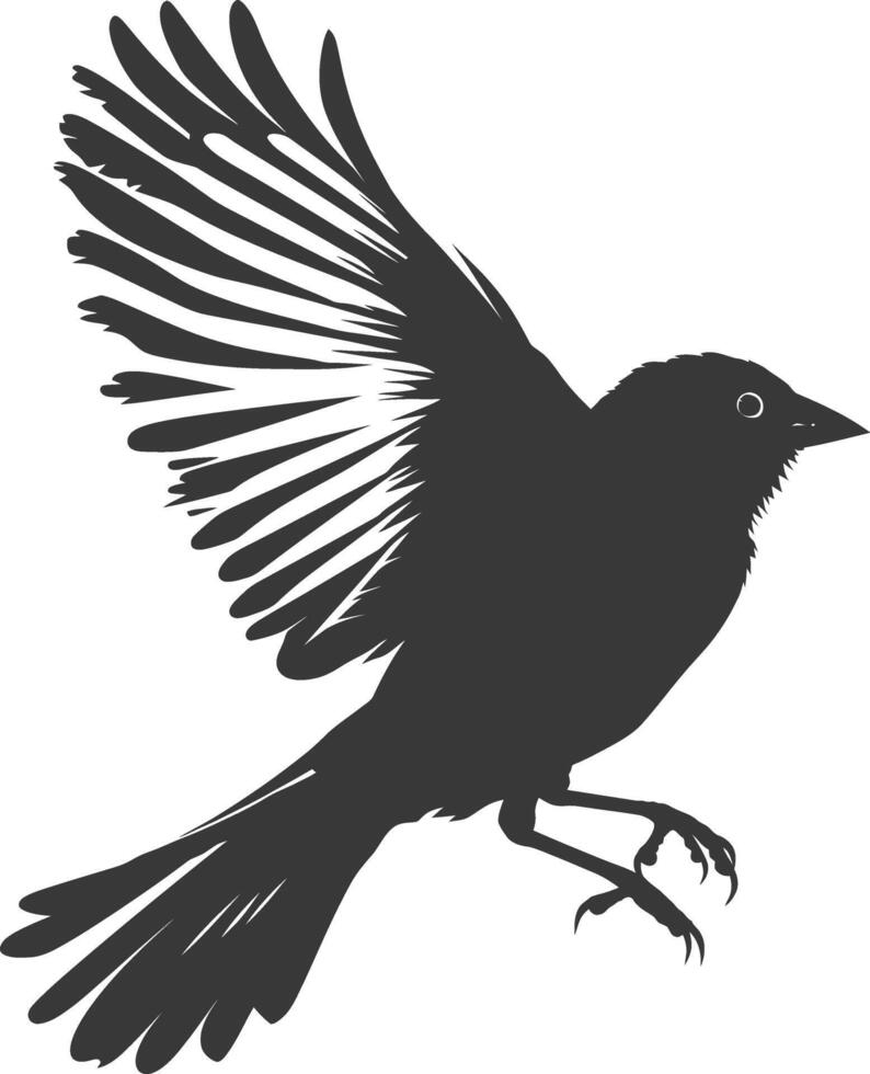 AI generated Silhouette House sparrow bird animal fly black color only vector