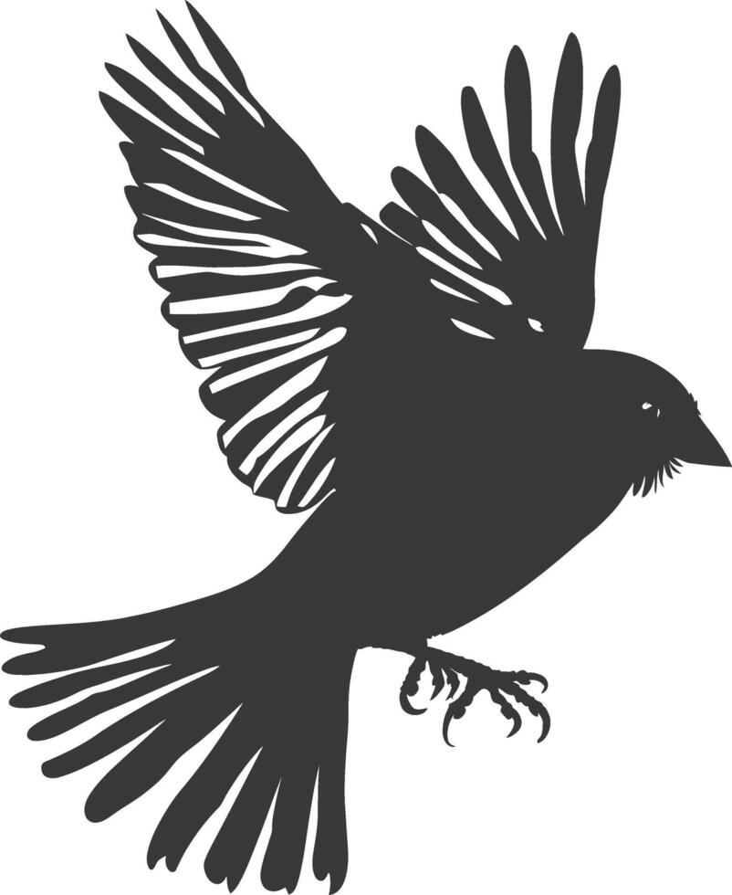 AI generated Silhouette House sparrow bird animal fly black color only vector
