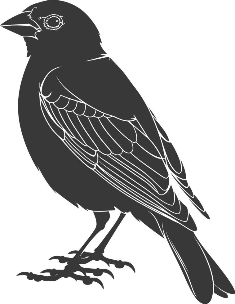 AI generated Silhouette House sparrow bird animal black color only vector