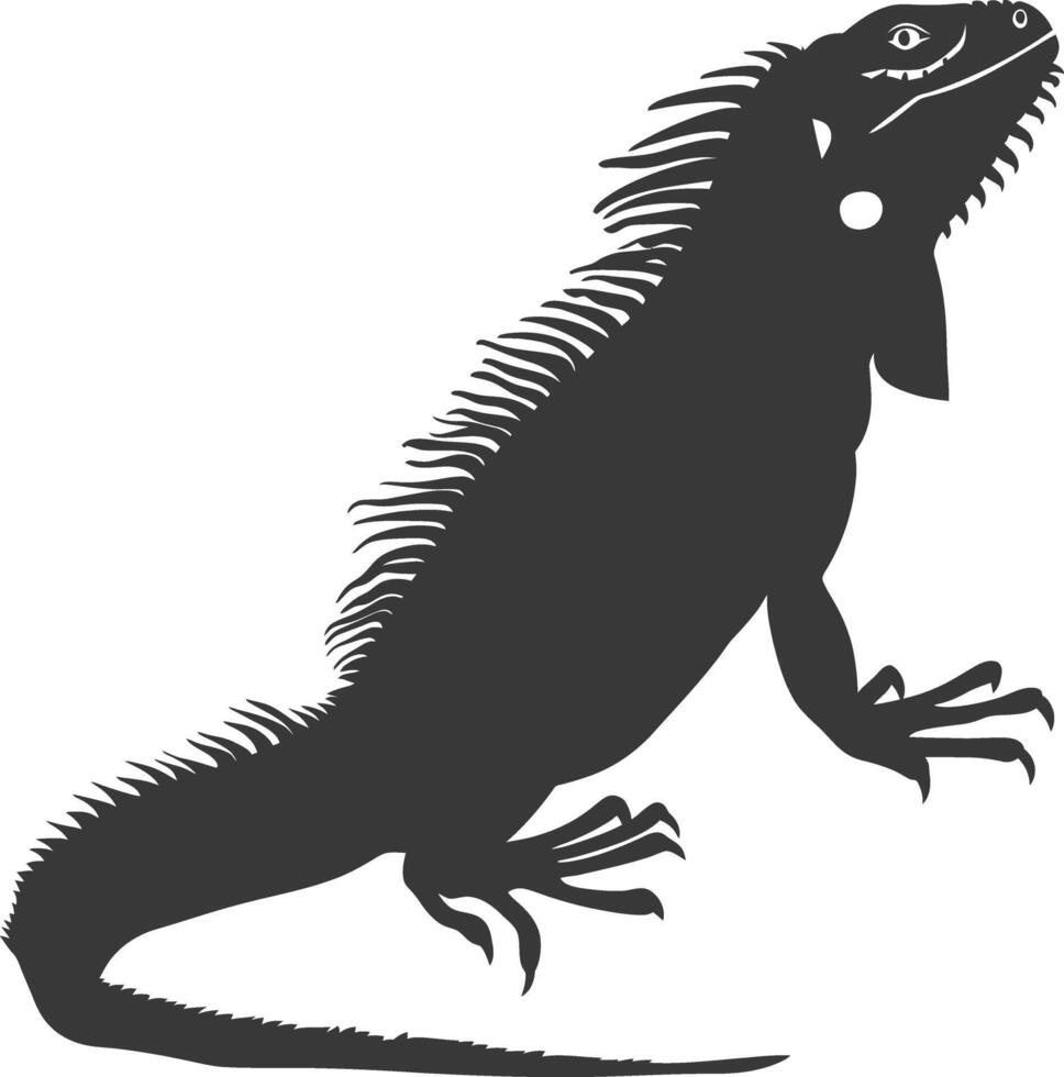 AI generated Silhouette Iguana Animal black color only full body vector