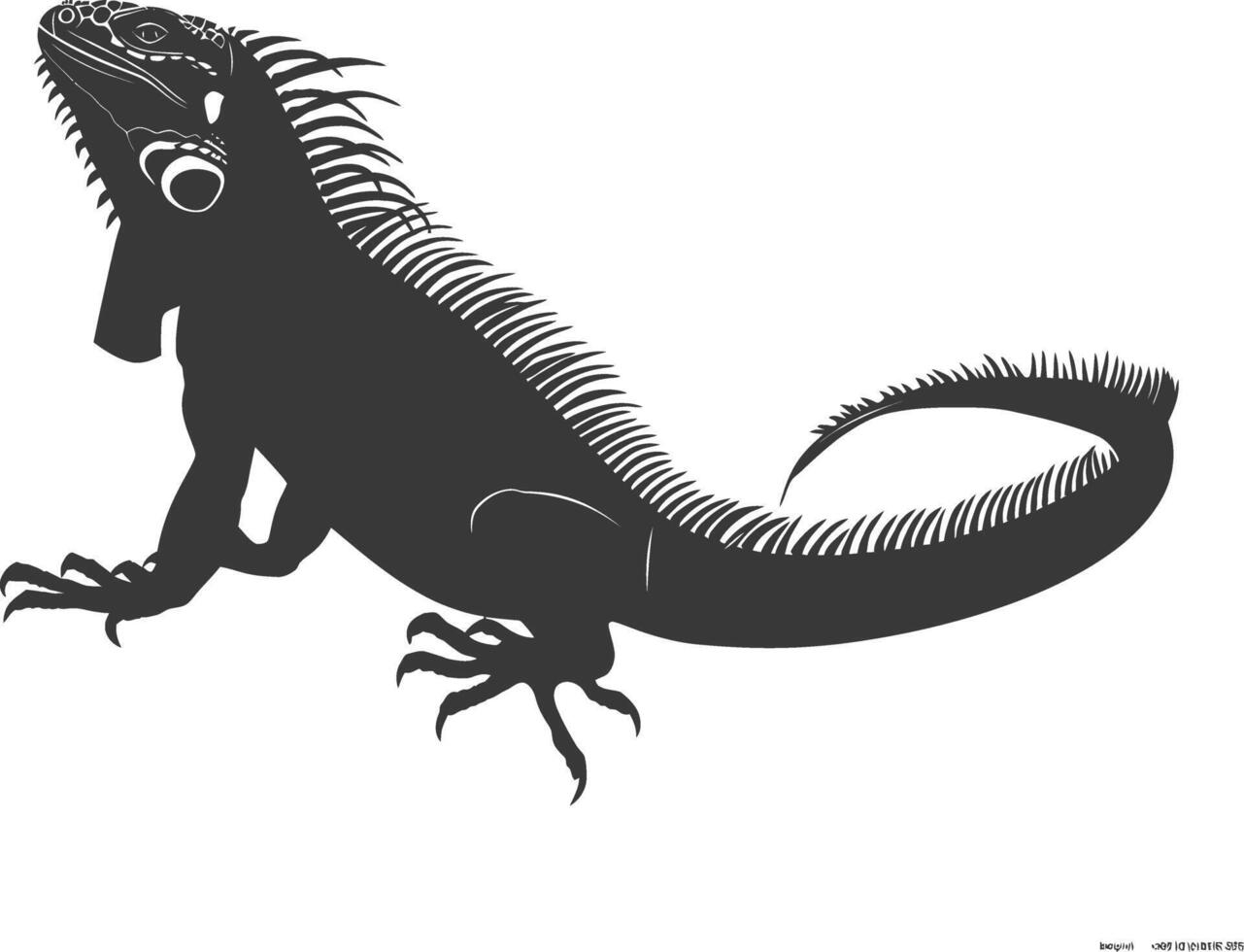 AI generated Silhouette Iguana Animal black color only full body vector