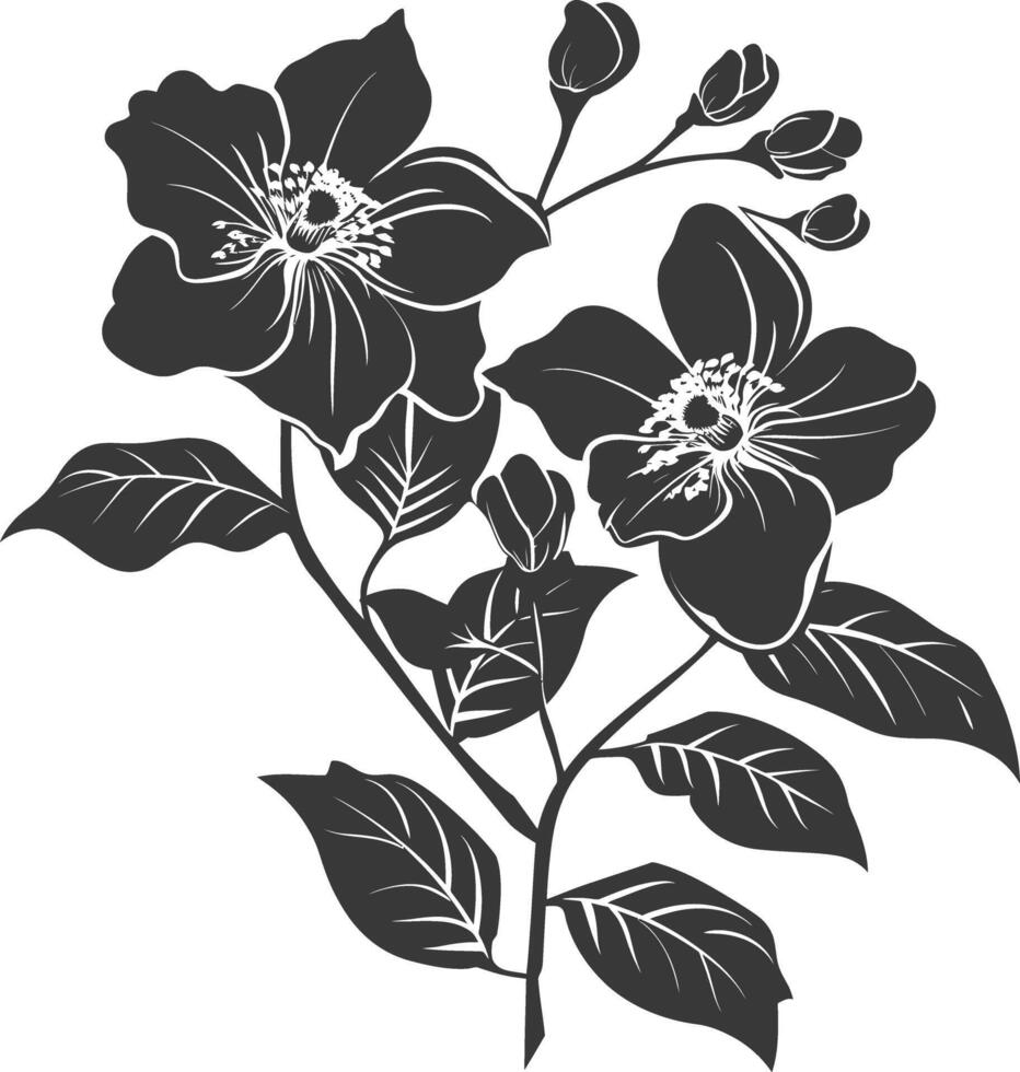 AI generated Silhouette jasmin flower black color only vector