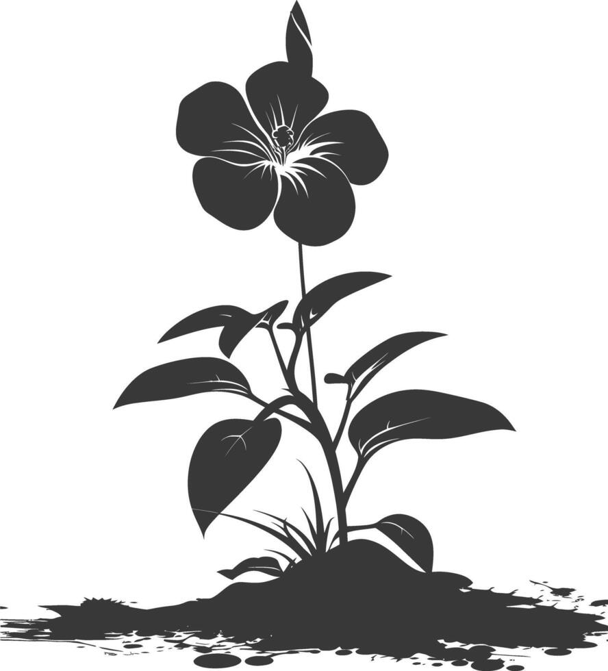 AI generated Silhouette jasmin flower in the ground black color only vector