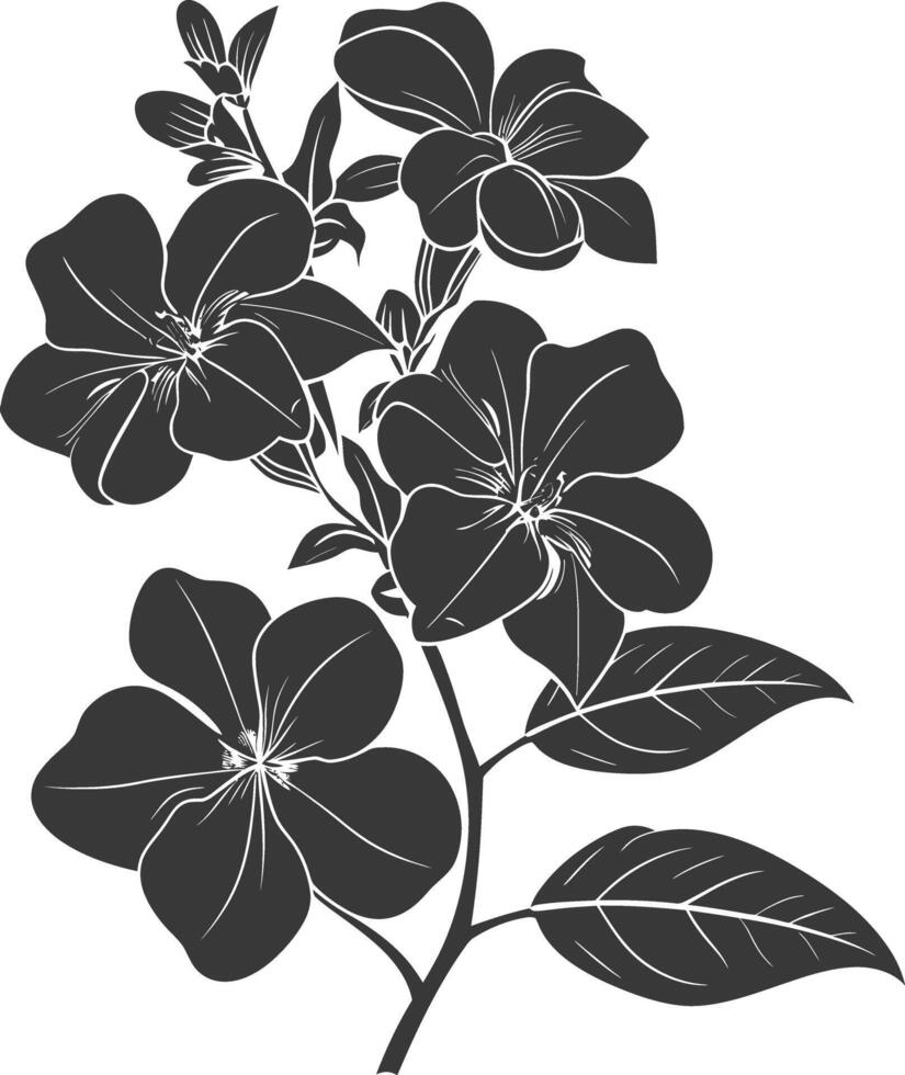 AI generated Silhouette jasmin flower black color only vector